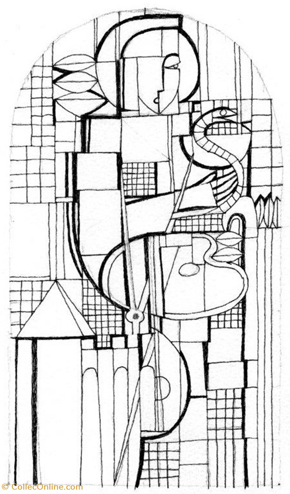 DHAM/Des/GL/001 - G. Laloux, La Jeunesse (Mise sous plomb) art antiquites peintures dessins techniques mixtes dham des gl 001 g laloux la jeunesse mise sous plomb