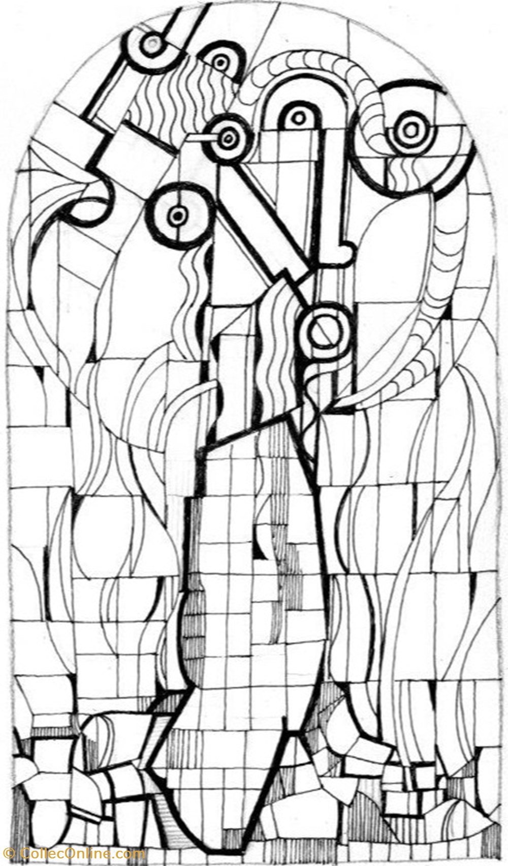 DHAM/Des/GL/018 - G. Laloux, Les Walpurgis (Mise sous plomb) art antiquites peintures dessins techniques mixtes dham des gl 018 g laloux les walpurgis mise sous plomb