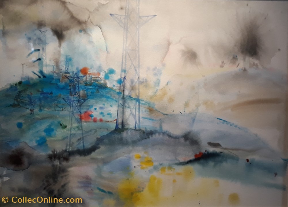 DHAM/Peint/ML/61 - M. Lucas, Haute tension art antiquites peintures dessins dham peint ml 61 m lucas haute tension