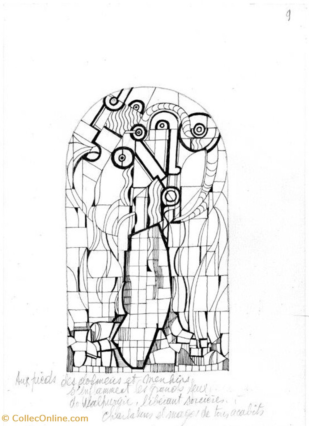 DHAM/Des/GL/018 - G. Laloux, Les Walpurgis (Mise sous plomb) art antiquites peintures dessins techniques mixtes dham des gl 018 g laloux les walpurgis mise sous plomb