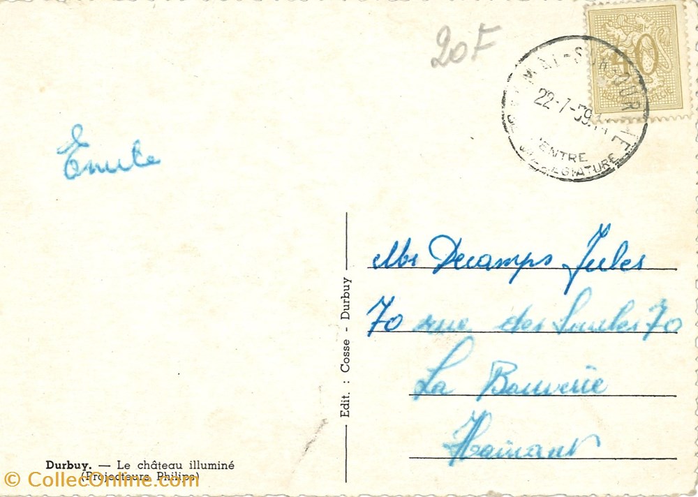 DHAM/CP/Caerd/0063 cartes postales europe belgique dham cp caerd 0063