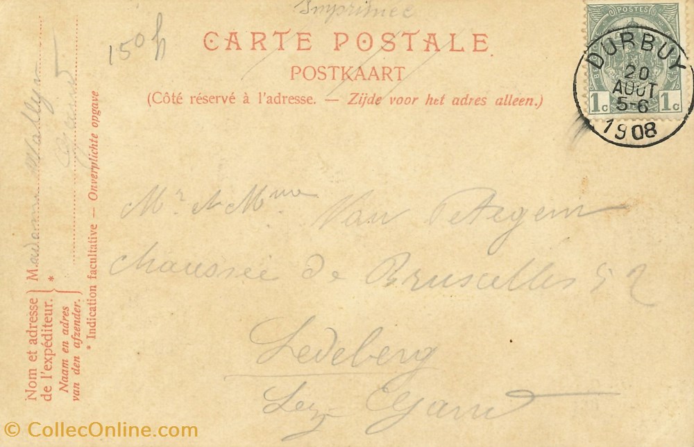 DHAM/CP/Caerd/0103 cartes postales europe belgique dham cp caerd 0103