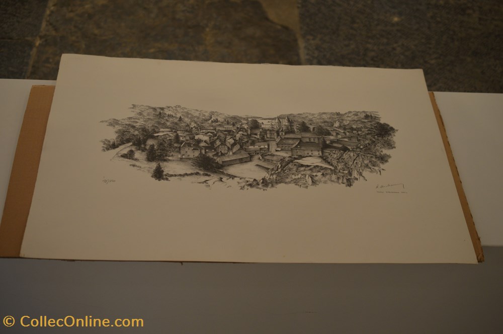 DHAM/Litho/RM/001 - R. Mechelmans, Lithographie de Durbuy art antiquites lithographies serigraphie dham litho rm 001 r mechelmans lithographie de durbuy