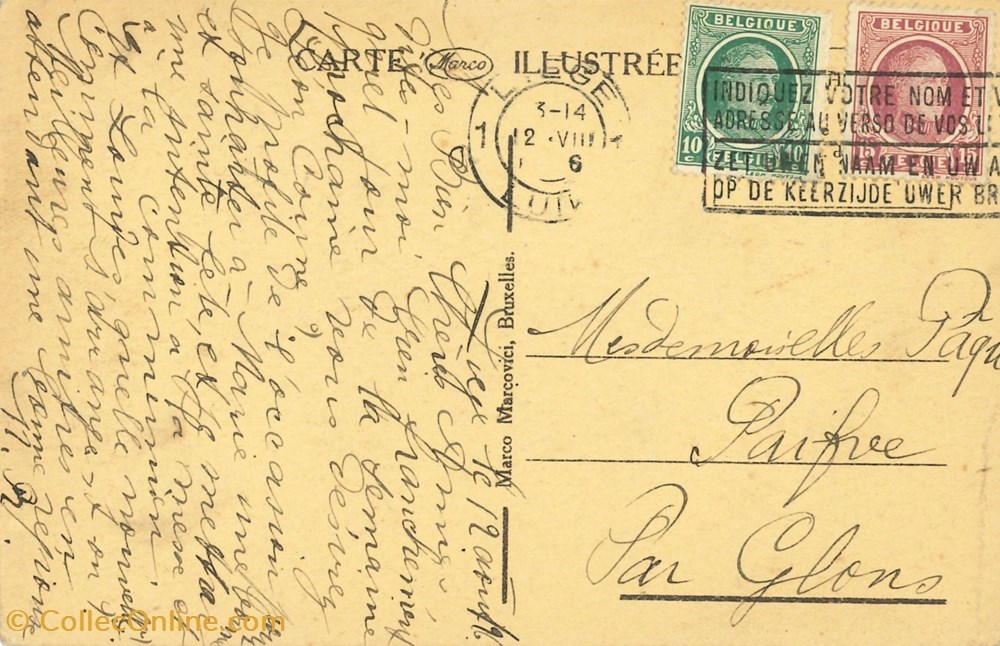 DHAM/CP/Caerd/0178 cartes postales europe belgique dham cp caerd 0178