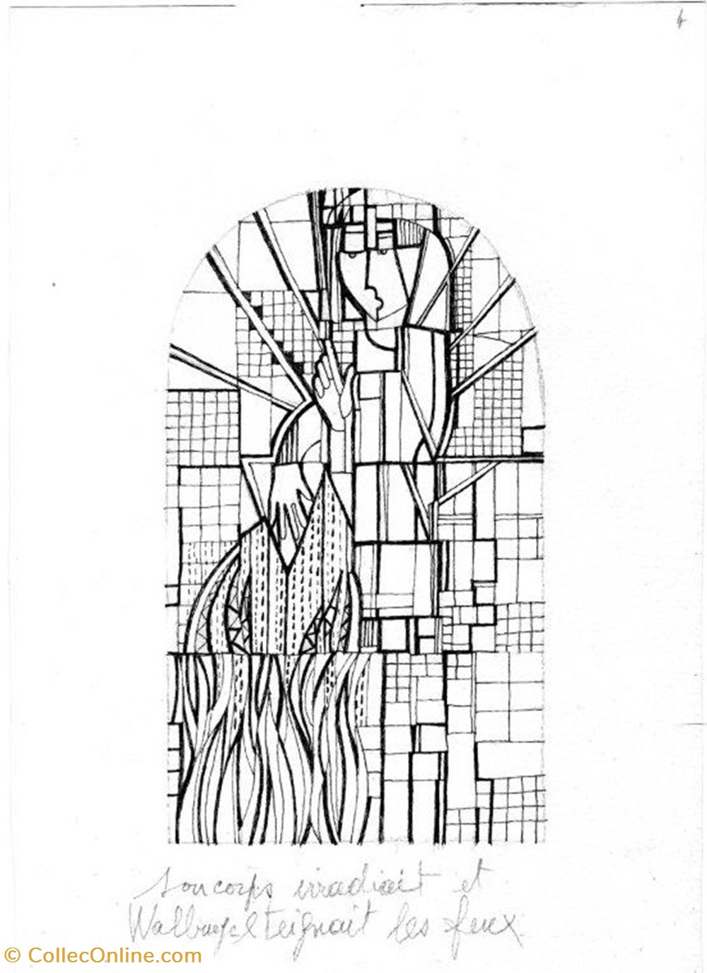 DHAM/Des/GL/011 - G. Laloux, Le Feu (Mise sous plomb) art antiquites peintures dessins techniques mixtes dham des gl 011 g laloux le feu mise sous plomb