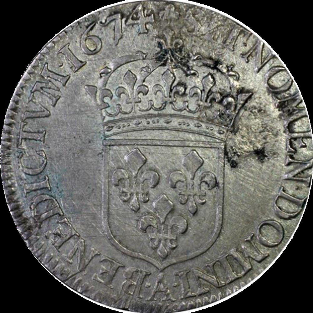 Demi Ecu à la Cravate 1674 A monnaies demi ecu a la cravate 1674 a