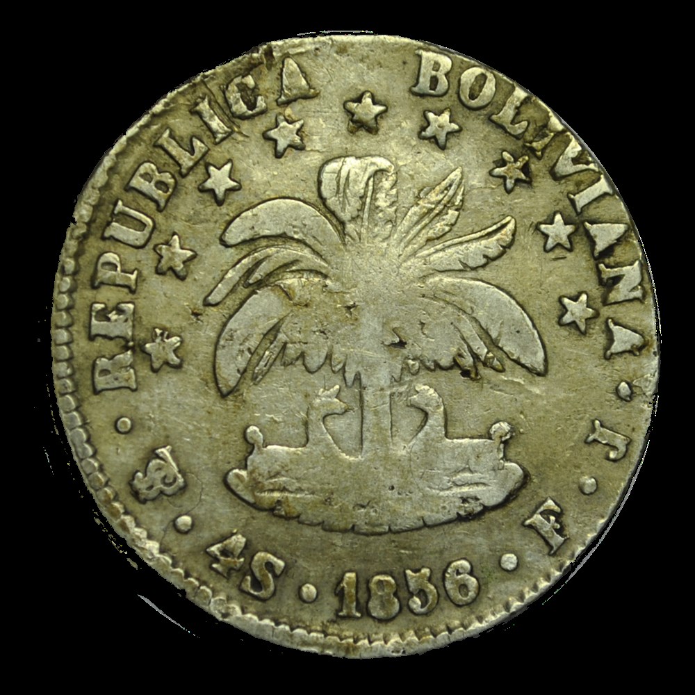 BOLIVIE 4 Soles Bolivar 1856 Potosi monnaies bolivie 4 soles bolivar 1856 potosi