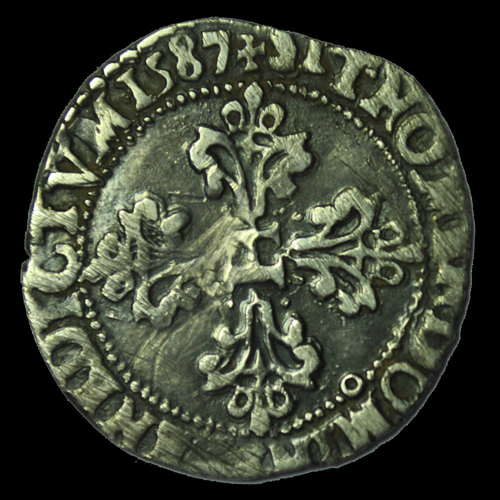 HENRI III Quart de franc au col plat 1587 9 monnaies henri iii quart de franc au col plat 1587 9