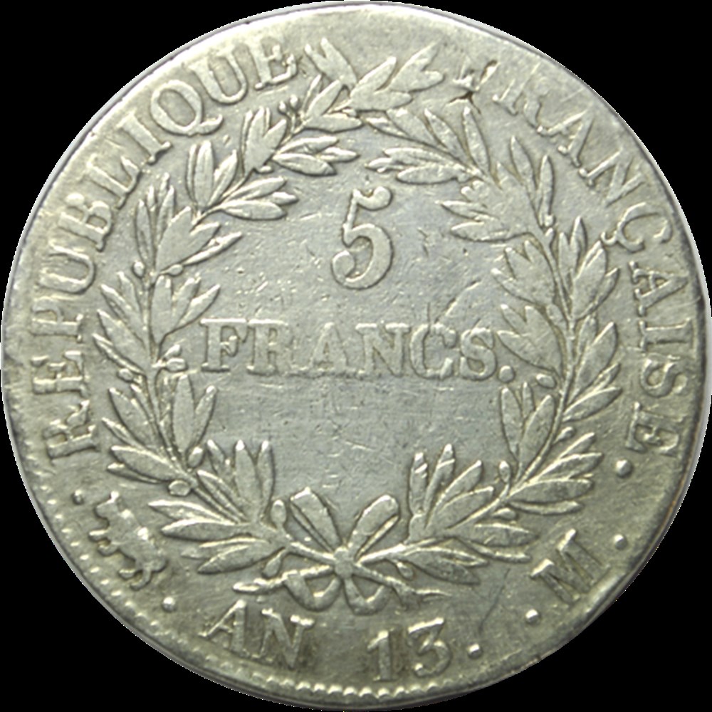 5 Francs Napoléon Empereur AN 13 M monnaies 5 francs napoleon empereur an 13 m