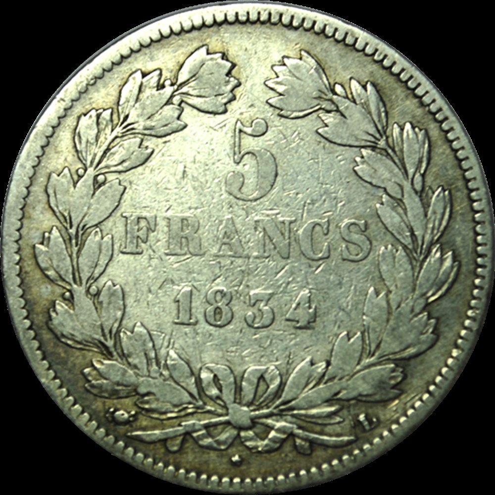 5 Francs Louis-Philippe 1834 L monnaies 5 francs louis philippe 1834 l