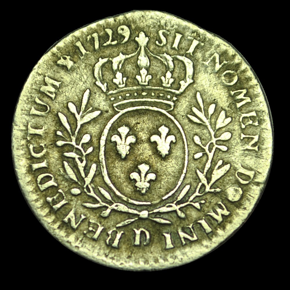 LOUIS XV Dixième d'écu aux branches d'olivier 1729 D monnaies louis xv dixieme ecu aux branches olivier 1729 d
