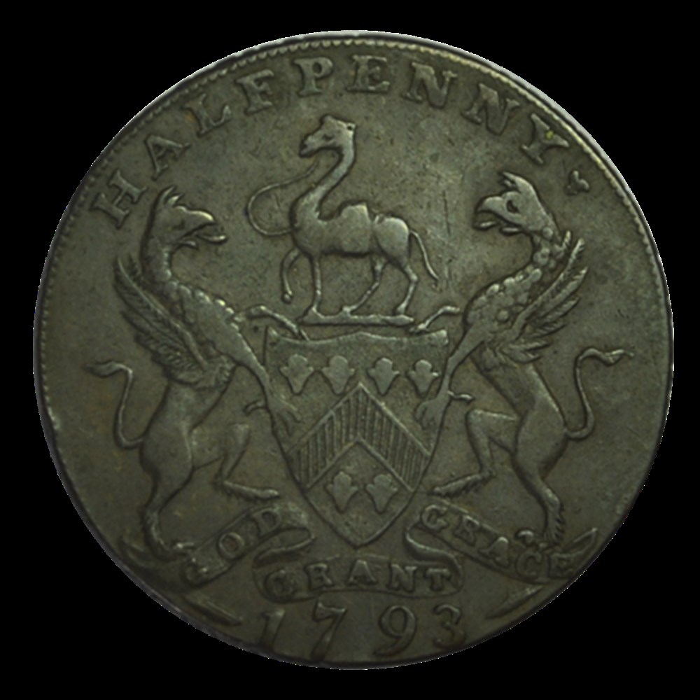 East India House , half penny token 1793 monnaies east india house half penny token 1793