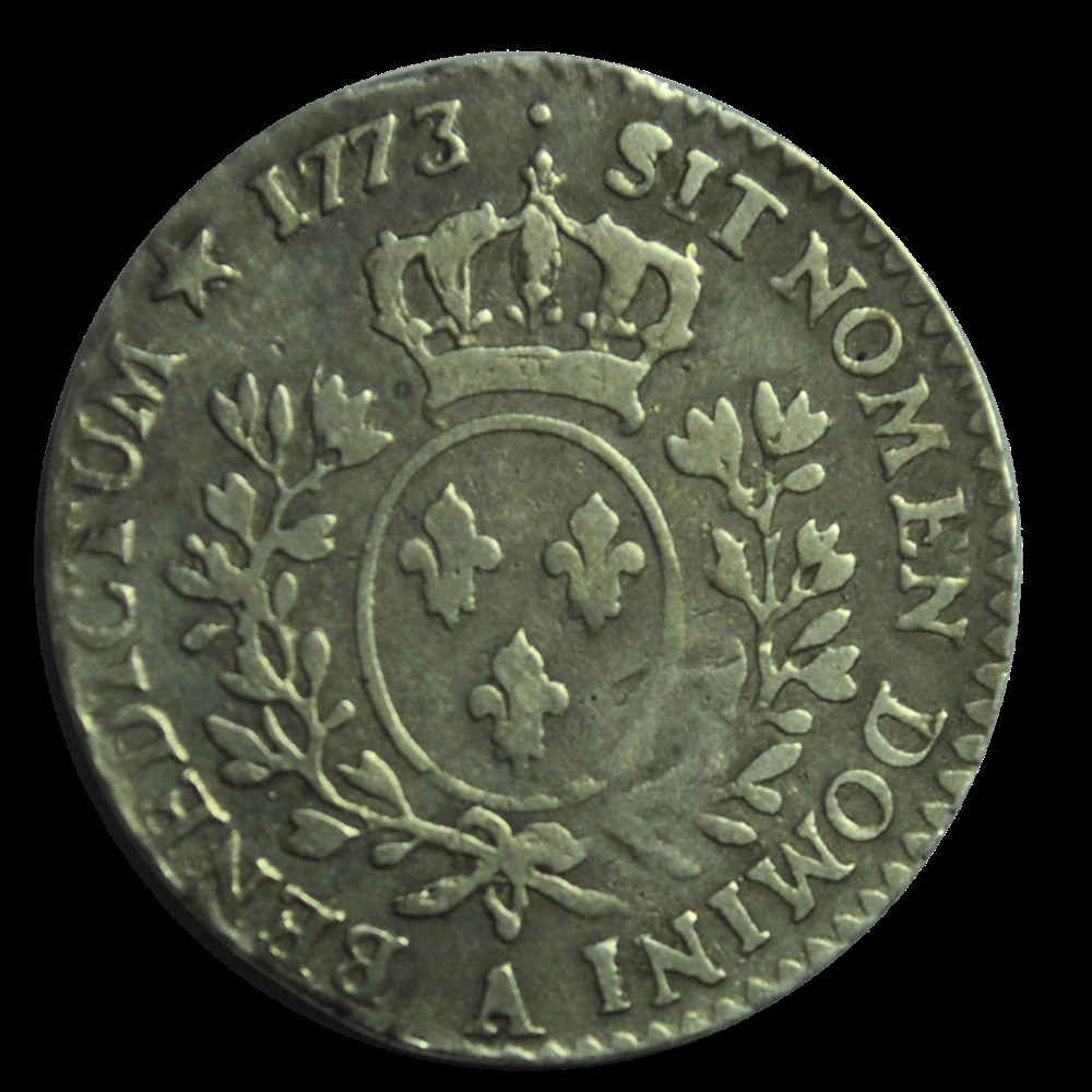 Louis XV 1/10 d'écu à la vielle tete 1773 A monnaies louis xv 1 10 ecu a la vielle tete 1773 a