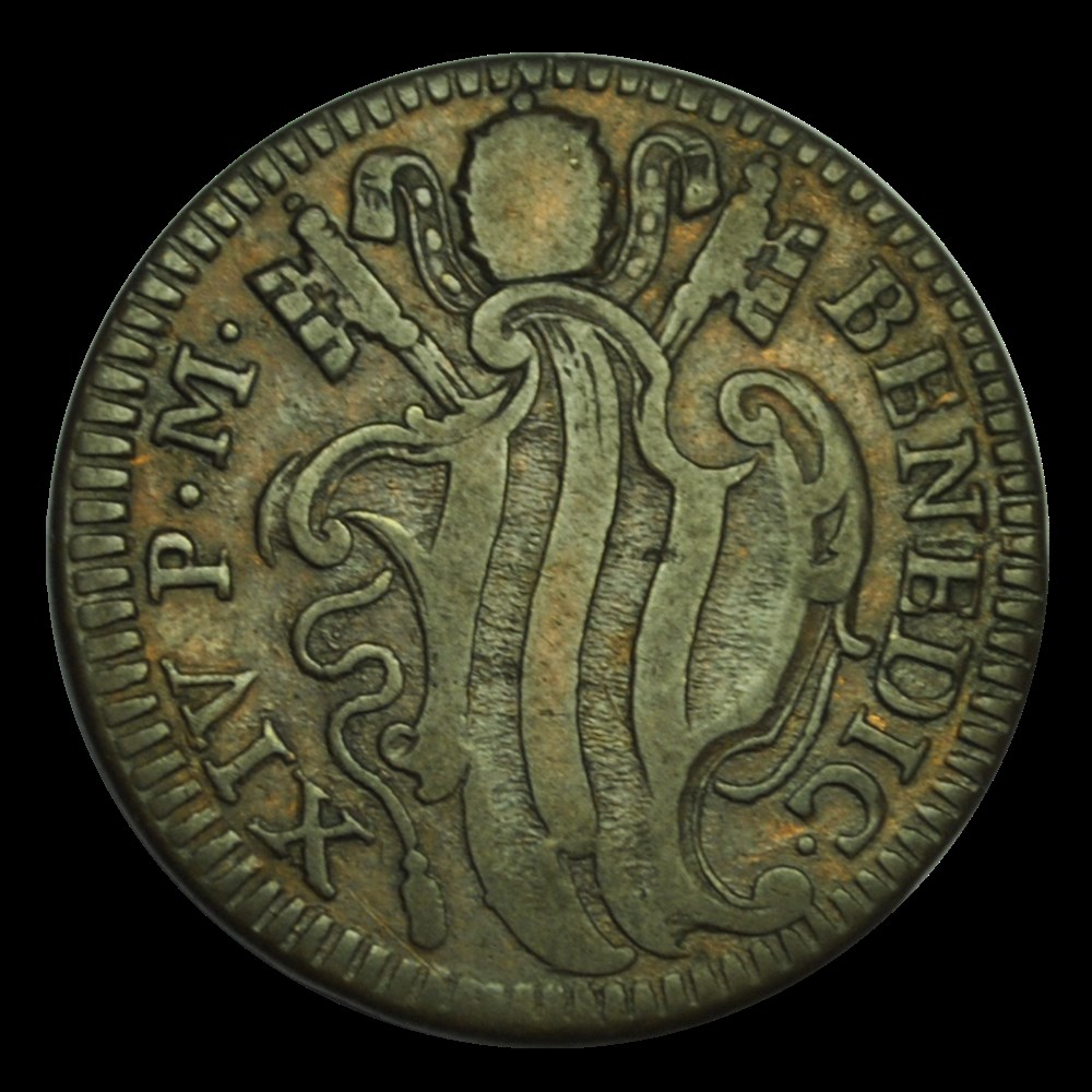 Benoit XIV Demi Baioccho 1742 monnaies benoit xiv demi baioccho 1742