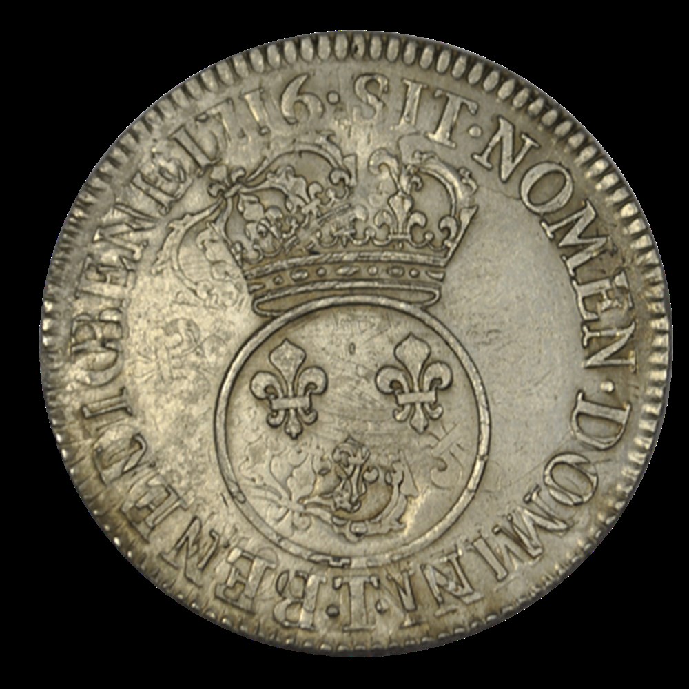 LOUIS XV Écu dit vertugadin 1716 Nantes monnaies louis xv ecu dit vertugadin 1716 nantes