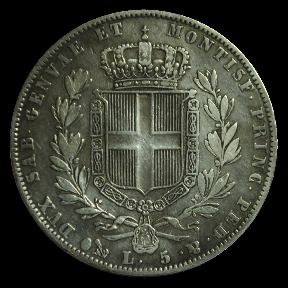 monnaies royaume de sardaigne 5 lire charles albert 1842 genes