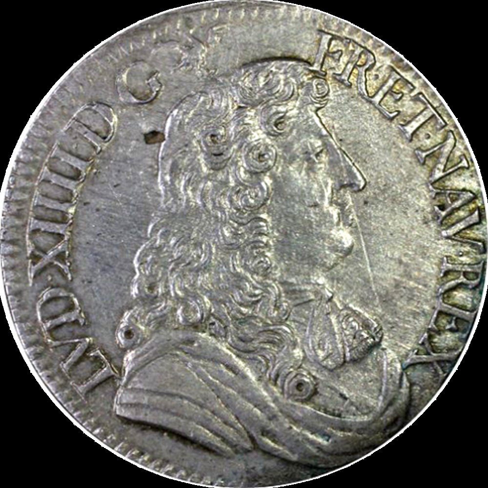 Demi Ecu à la Cravate 1674 A monnaies demi ecu a la cravate 1674 a