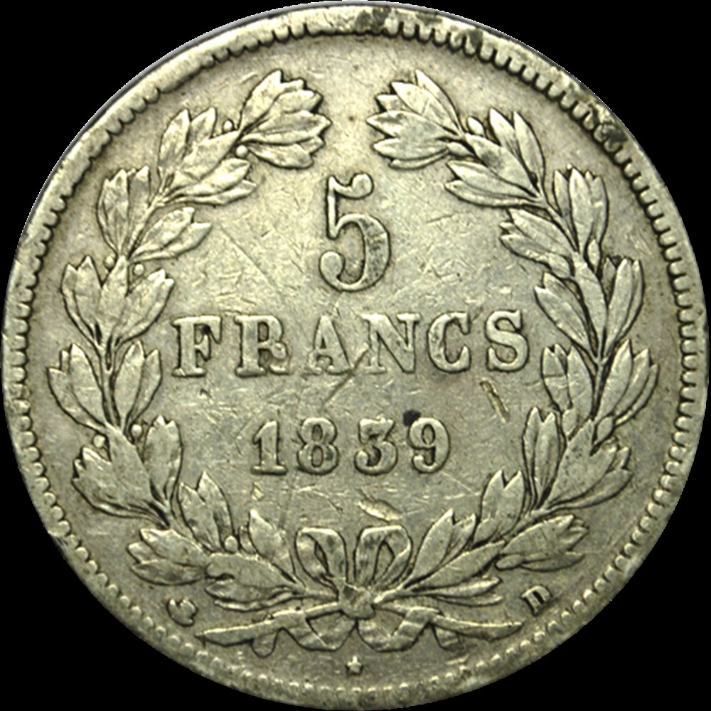 5 Francs Louis-Philippe 1839 D monnaies 5 francs louis philippe 1839 d