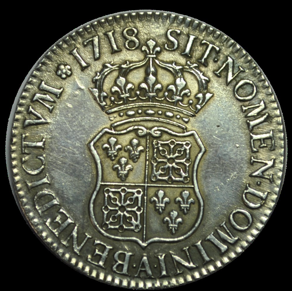 Louis XV ecu france navarre 1718A monnaies louis xv ecu france navarre 1718a