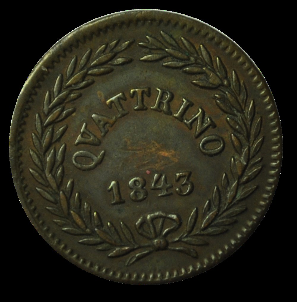 Grégoire XVI 1 Quattrino an XIII 1843 Rome monnaies gregoire xvi 1 quattrino an xiii 1843 rome