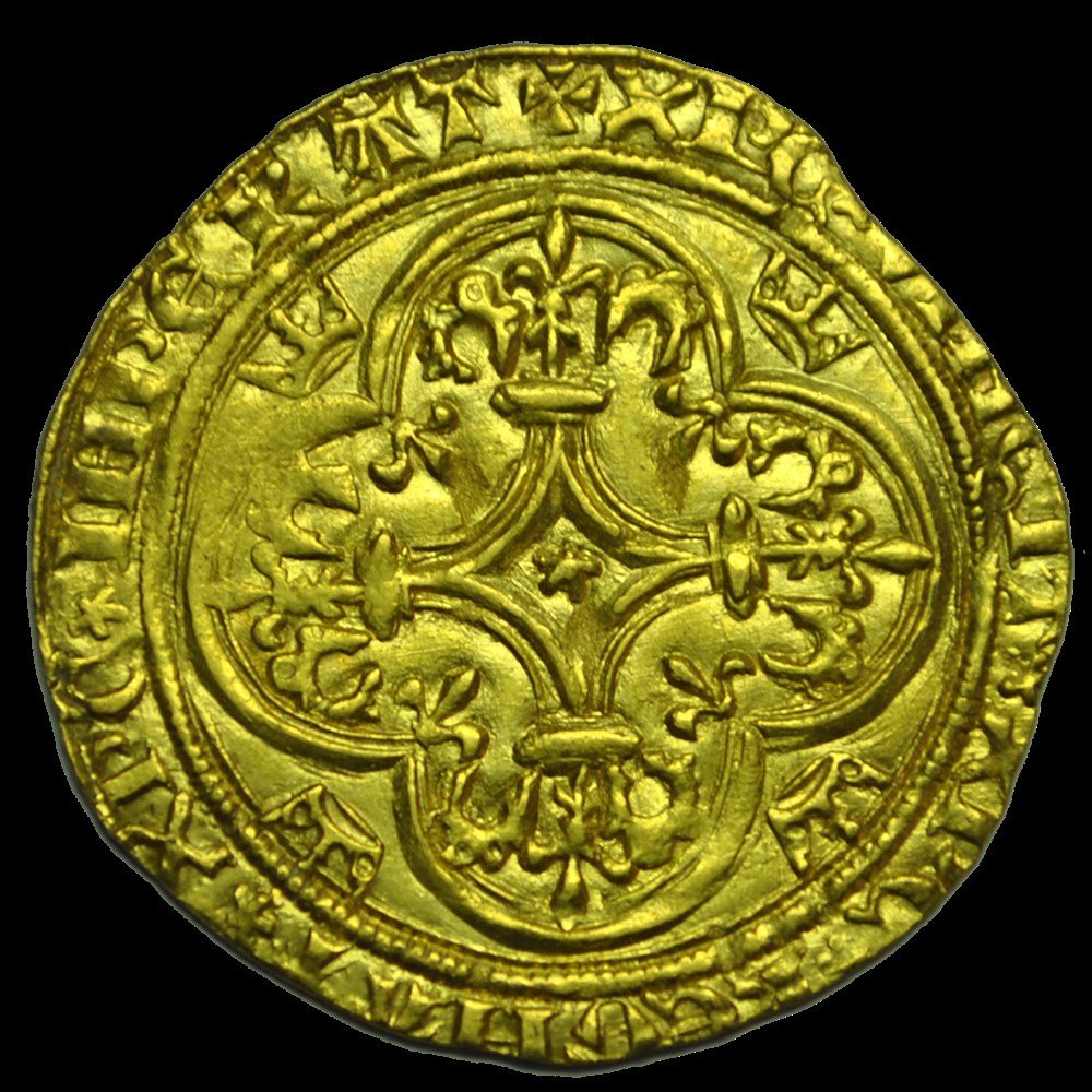 Charles VI ecu d'or à la couronne - Angers monnaies charles vi ecu or a la couronne angers