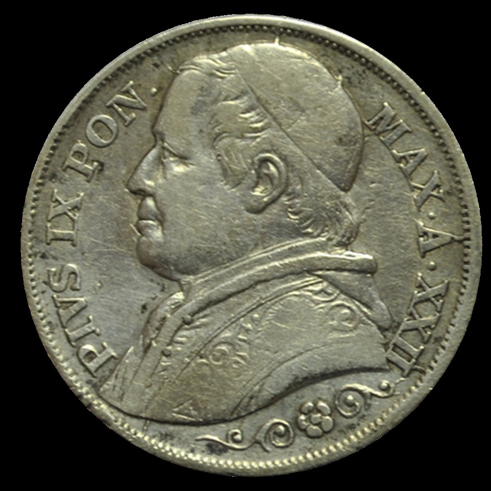 2 Lire Pie IX an XXII 1867 Rome monnaies 2 lire pie ix an xxii 1867 rome
