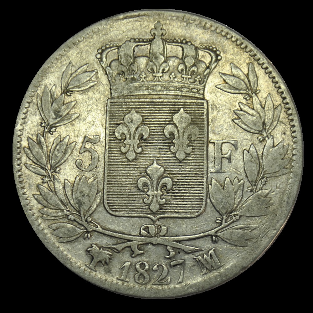 Charles X 5 Francs 1827 MA monnaies charles x 5 francs 1827 ma