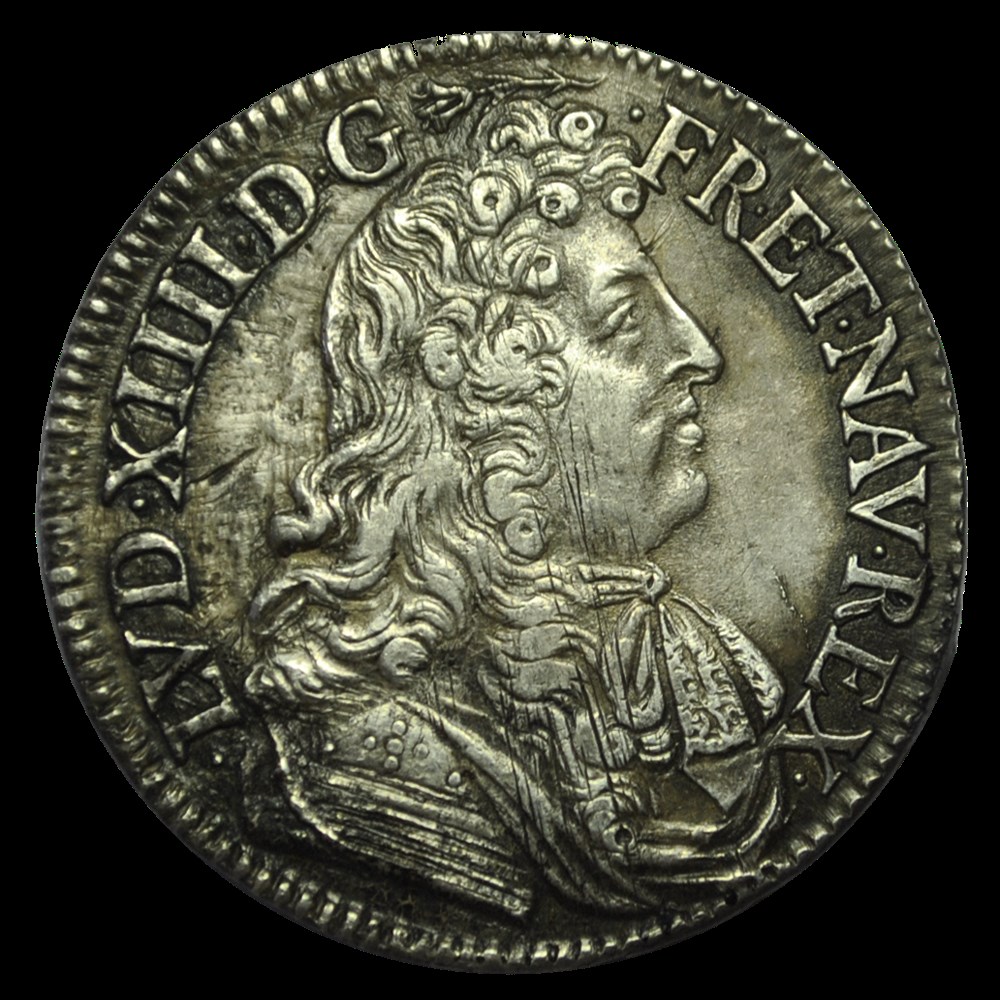 Louis XIV Demi ecu à la cravate 1679 B monnaies louis xiv demi ecu a la cravate 1679 b