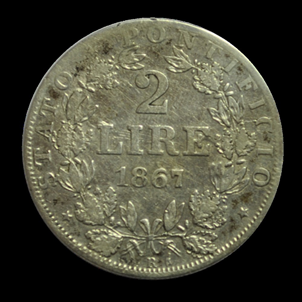 2 Lire Pie IX an XXII 1867 Rome monnaies 2 lire pie ix an xxii 1867 rome