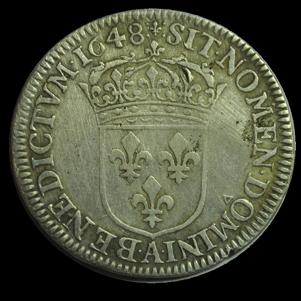 Louis XIV 1/4 ecu à la méche longue 1648A monnaies louis xiv 1 4 ecu a la meche longue 1648a
