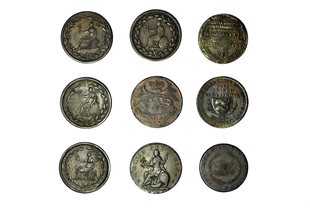Lot de 9 Tokens Londres et ses alentours du 18/19ème siécles monnaies lot de 9 tokens londres et ses alentours du 18 19eme siecles