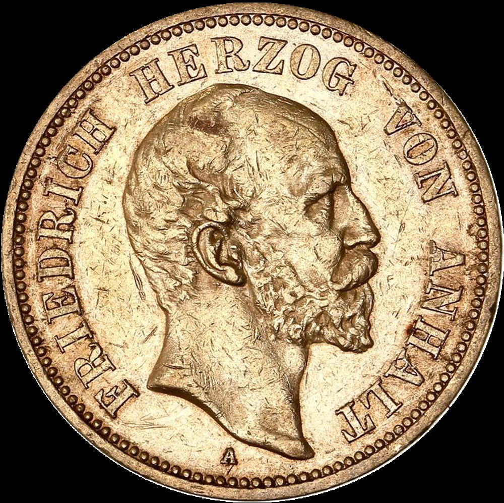 Allemagne - Anhalt-Dessau Fréderic Ier 20 Mark 1896 A monnaies allemagne anhalt dessau frederic ier 20 mark 1896 a