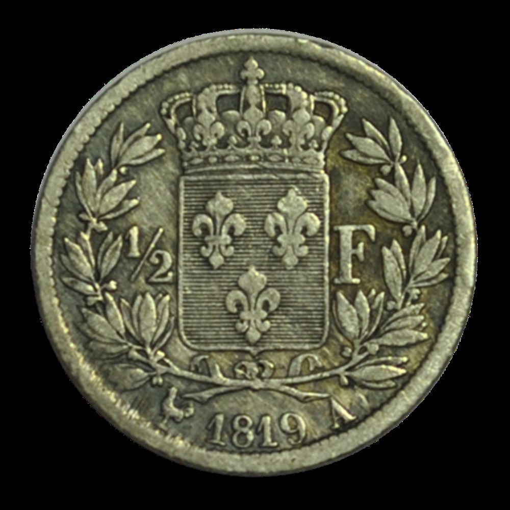 Demi franc Louis XVIII 1819 A monnaies demi franc louis xviii 1819 a