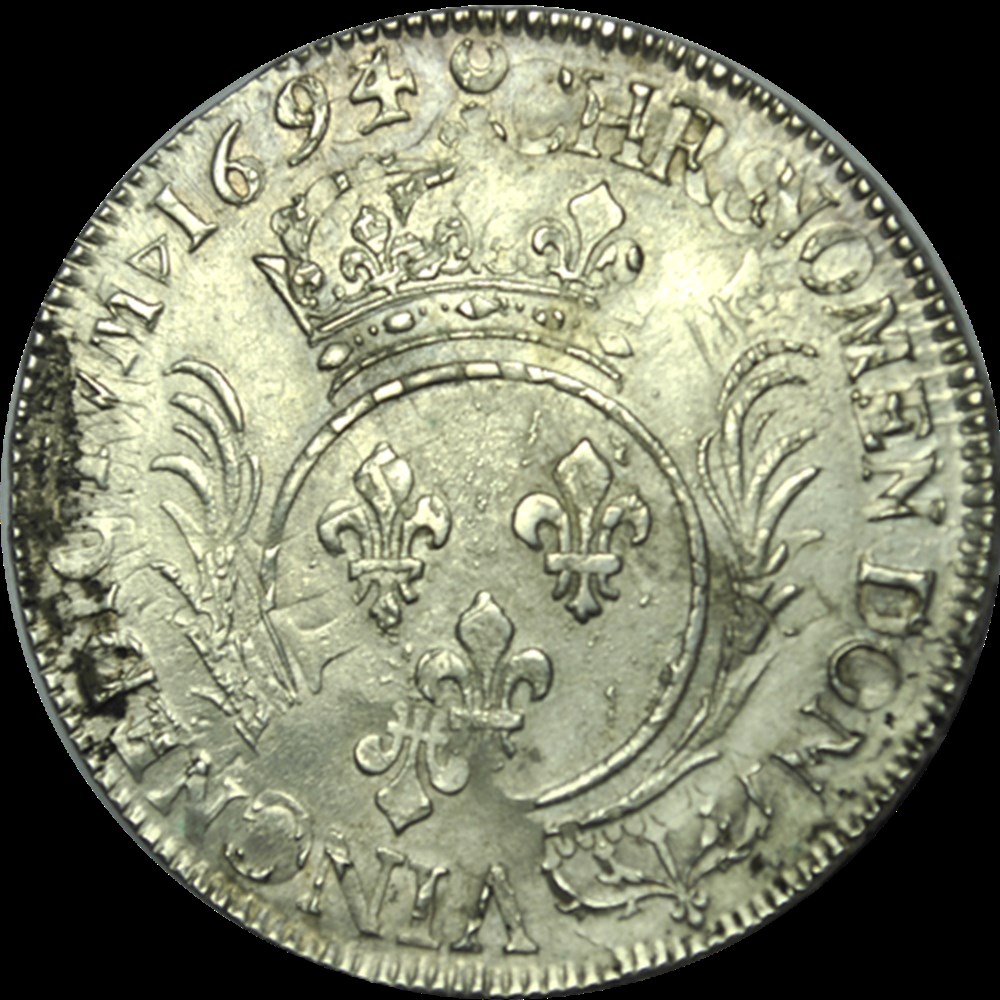 Ecu aux Palmes Louis XIV 1694 A monnaies ecu aux palmes louis xiv 1694 a