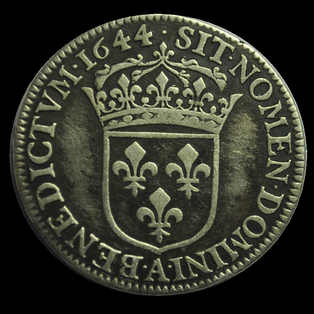 LOUIS XIV 1/4 d’écu à la mèche courte 1644 Paris, Monnaie de Matignon monnaies louis xiv 1 4 d ecu a la meche courte 1644 paris monnaie de matignon