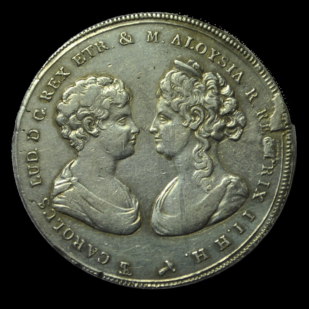 ITALIE - ROYAUME D'ÉTRURIE 10 Paoli ou Francescone Louis Ier et Marie-Louise de Bourbon 1806 Florence monnaies italie royaume etrurie 10 paoli ou francescone louis ier et marie louise de bourbon 1806 florence