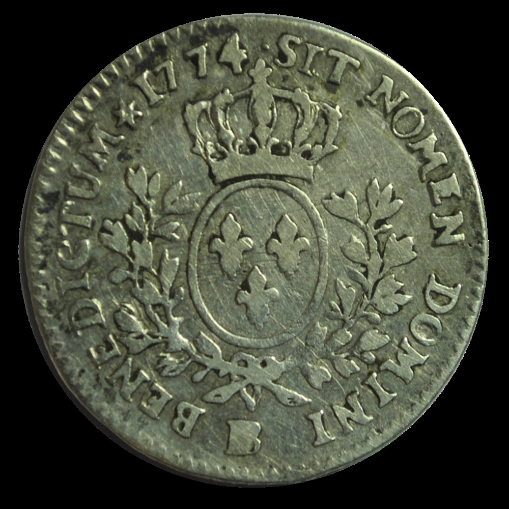 Louis XV 1/5 ecu à la vielle tete 1774 BB monnaies louis xv 1 5 ecu a la vielle tete 1774 bb