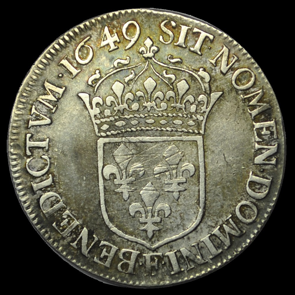 Louis XIV demi-écu à la meche longue 1649 F monnaies louis xiv demi ecu a la meche longue 1649 f