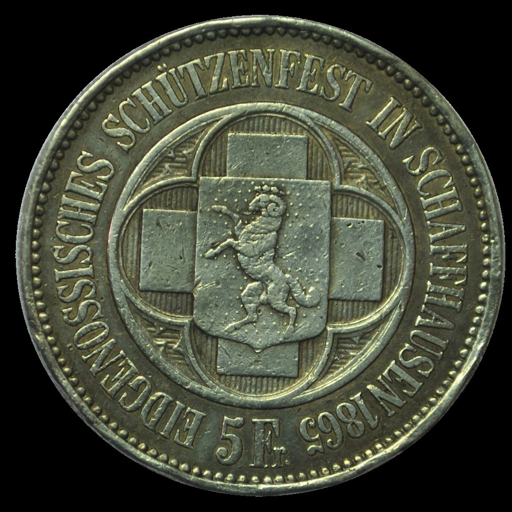 5 francs Schaffhouse 1865 monnaies 5 francs schaffhouse 1865