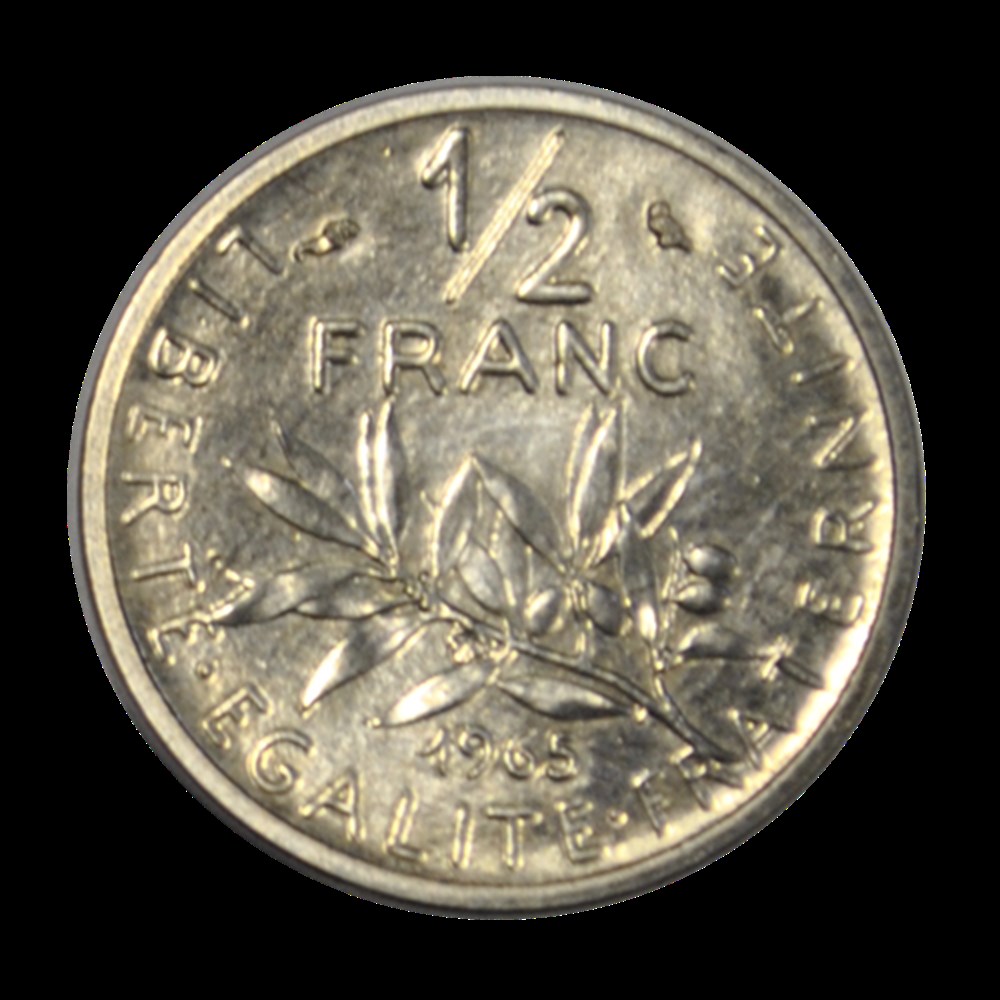 Piéfort nickel de Demi franc Semeuse 1965 Paris monnaies piefort nickel de demi franc semeuse 1965 paris