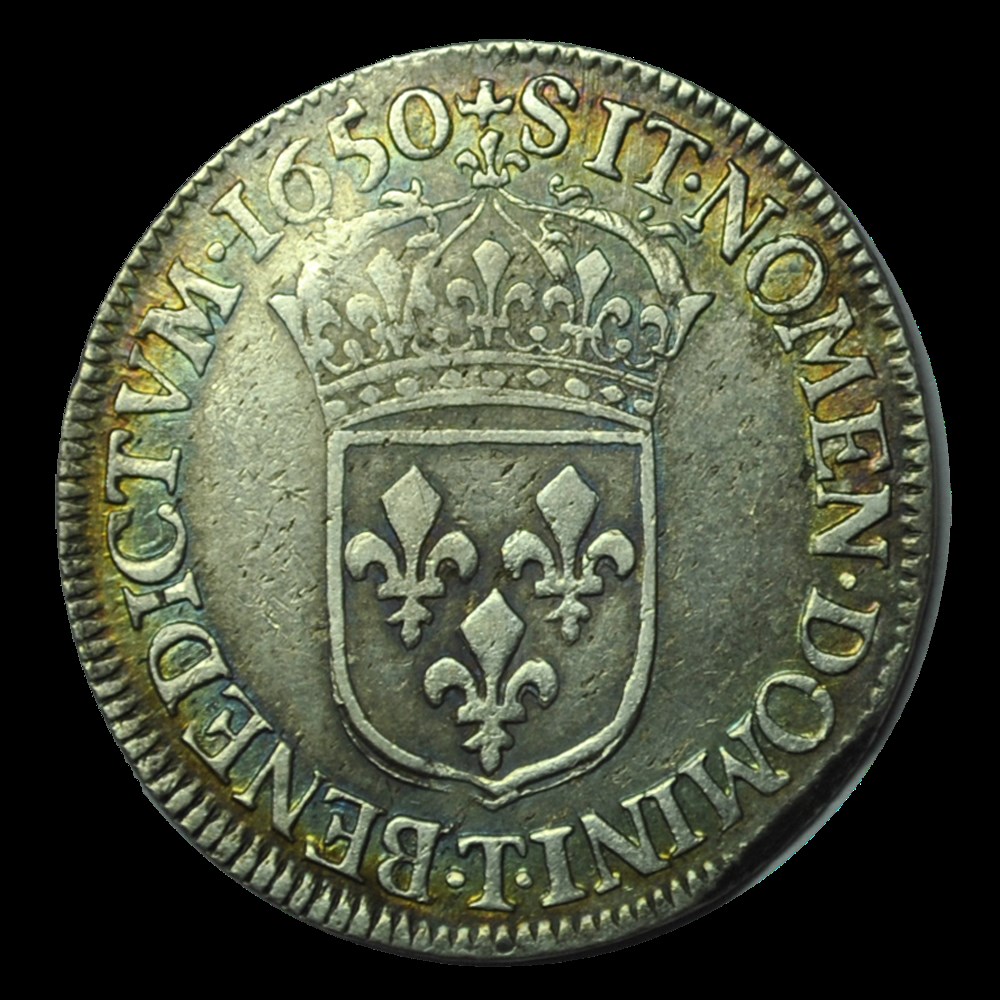 Louis XIV demi-écu à la meche longue 1650 T monnaies louis xiv demi ecu a la meche longue 1650 t