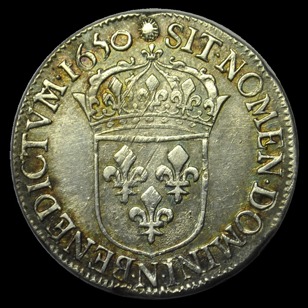 Louis XIV demi-écu à la meche longue 1650 N monnaies louis xiv demi ecu a la meche longue 1650 n