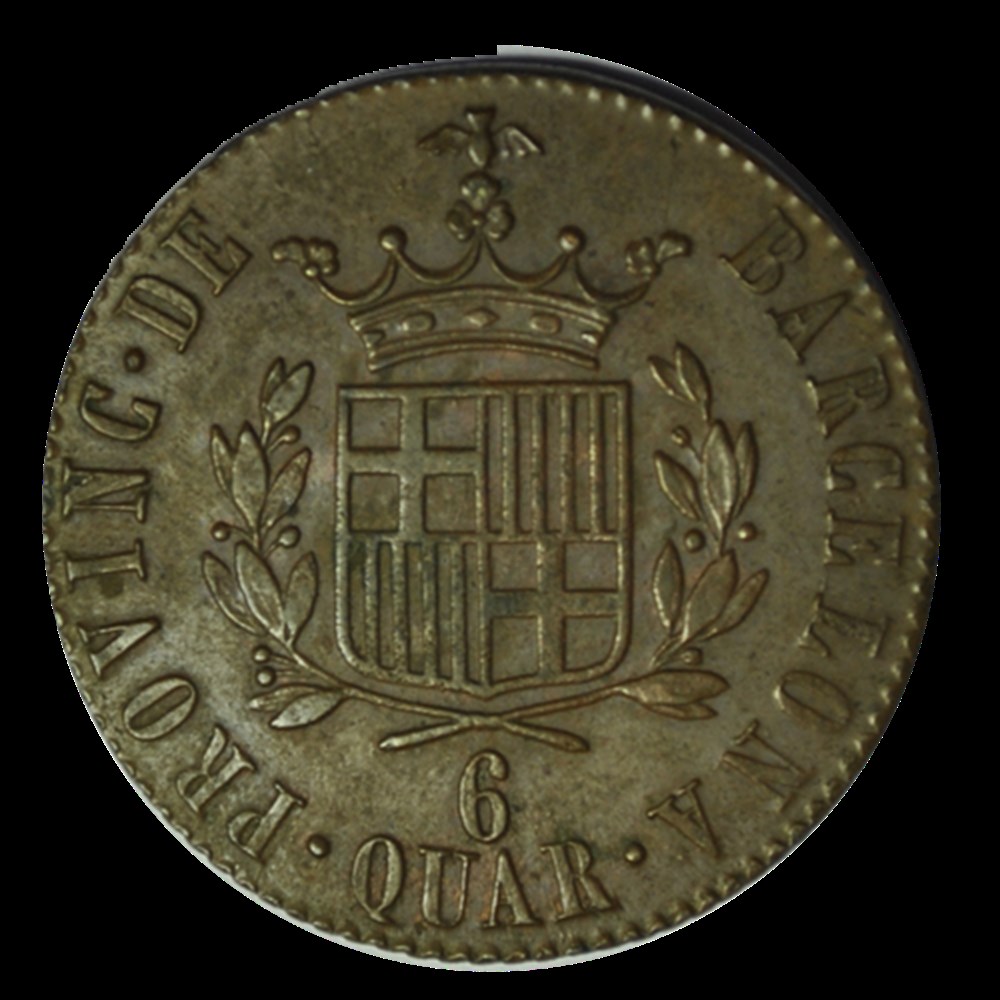 Comté de Barcelone sous Ferdinand VII 6 quartos 1823 monnaies comte de barcelone sous ferdinand vii 6 quartos 1823