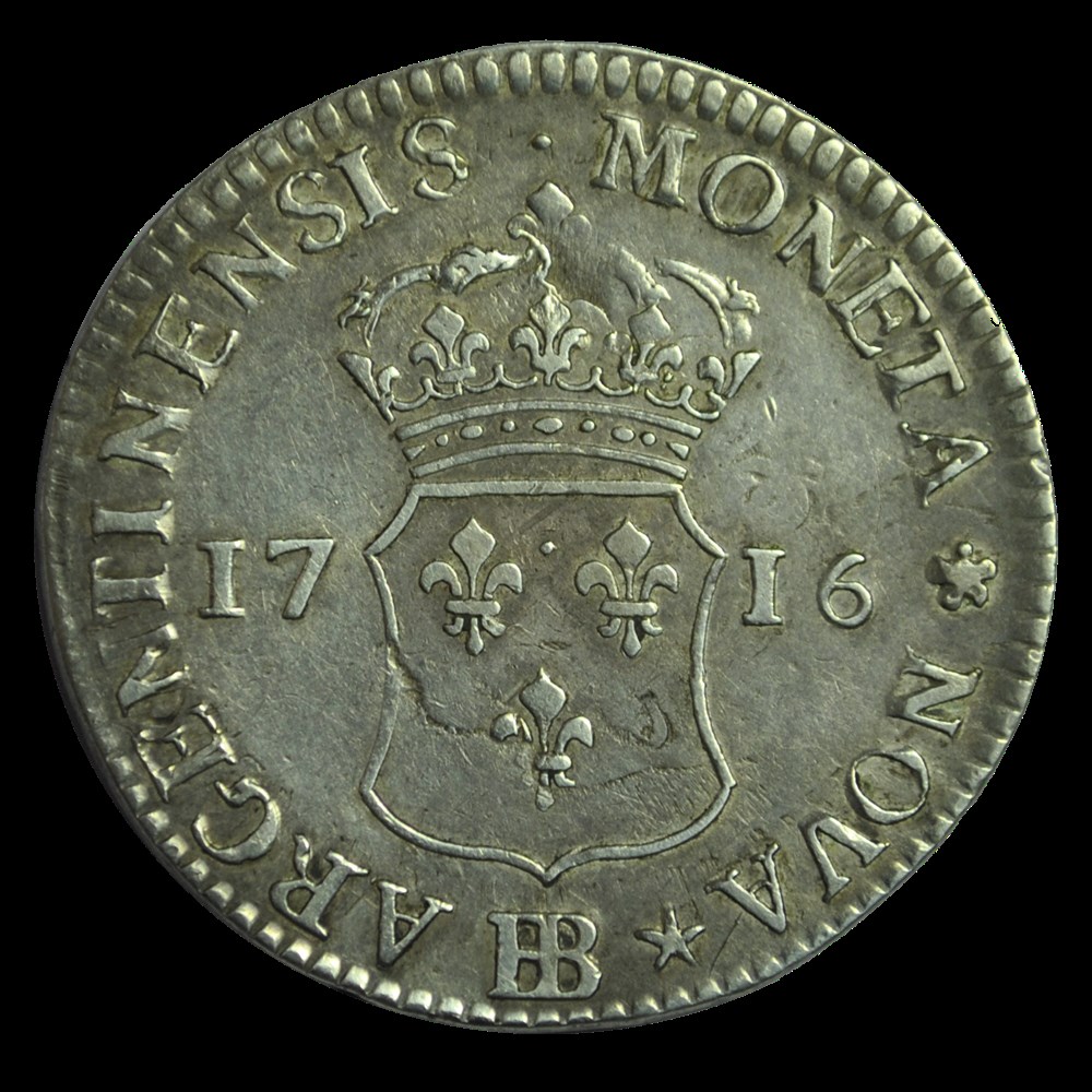 LOUIS XV 40 sols de Strasbourg 1716 BB monnaies louis xv 40 sols de strasbourg 1716 bb