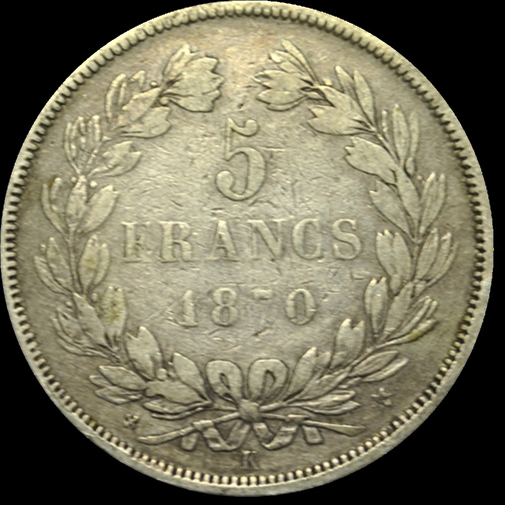5 Francs Cérès 1870 K M monnaies 5 francs ceres 1870 k m