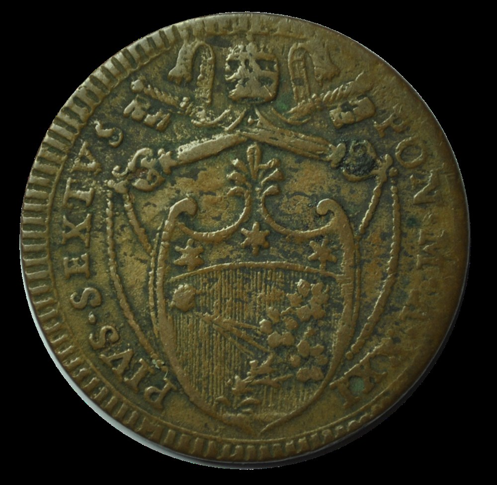Pie VI 2 Baiocchi an XXI 1795 Pérouse monnaies pie vi 2 baiocchi an xxi 1795 perouse