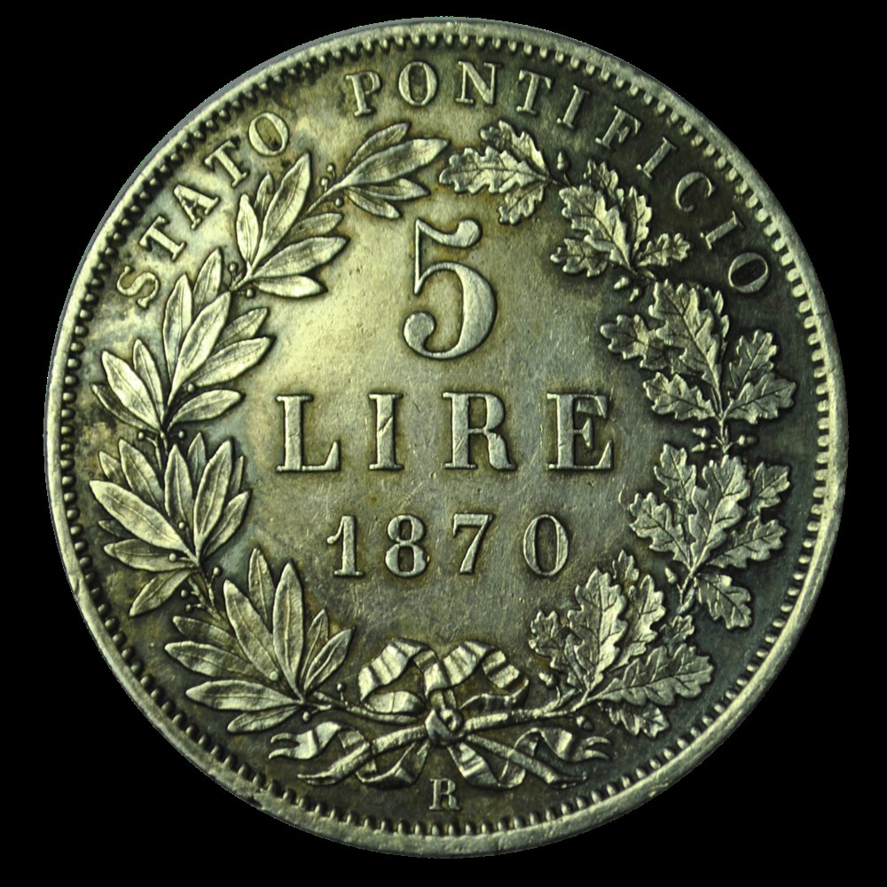 Pie IX 5 Lire 1870 R monnaies pie ix 5 lire 1870 r
