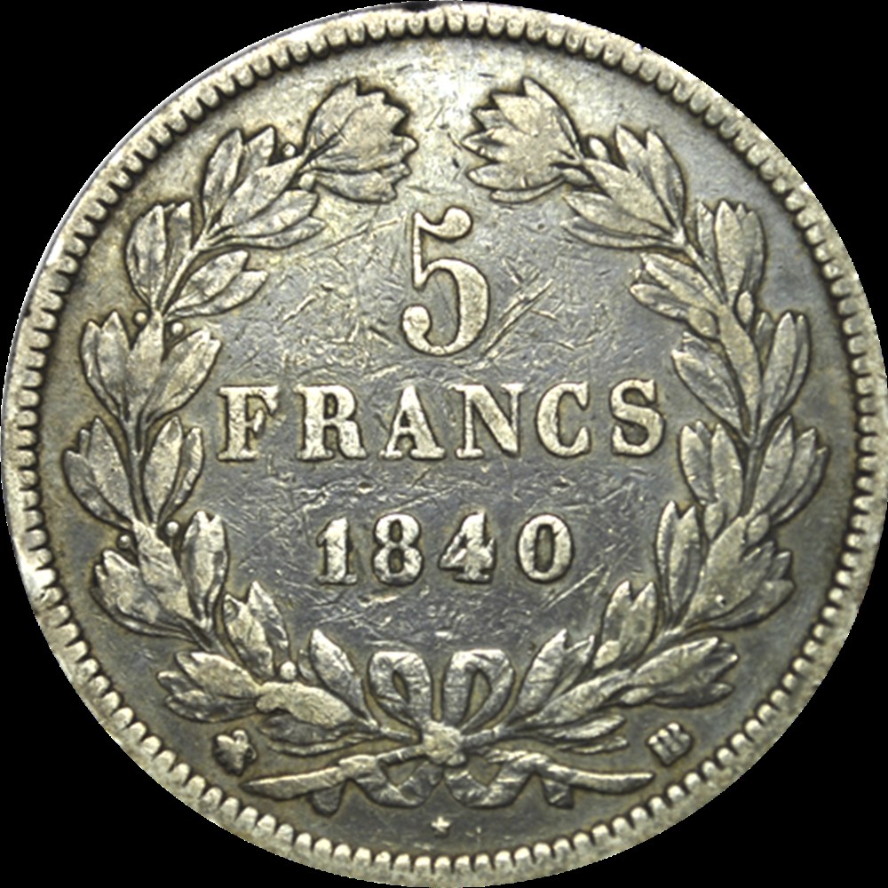 5 Francs Louis-Philippe 1840 BB monnaies 5 francs louis philippe 1840 bb