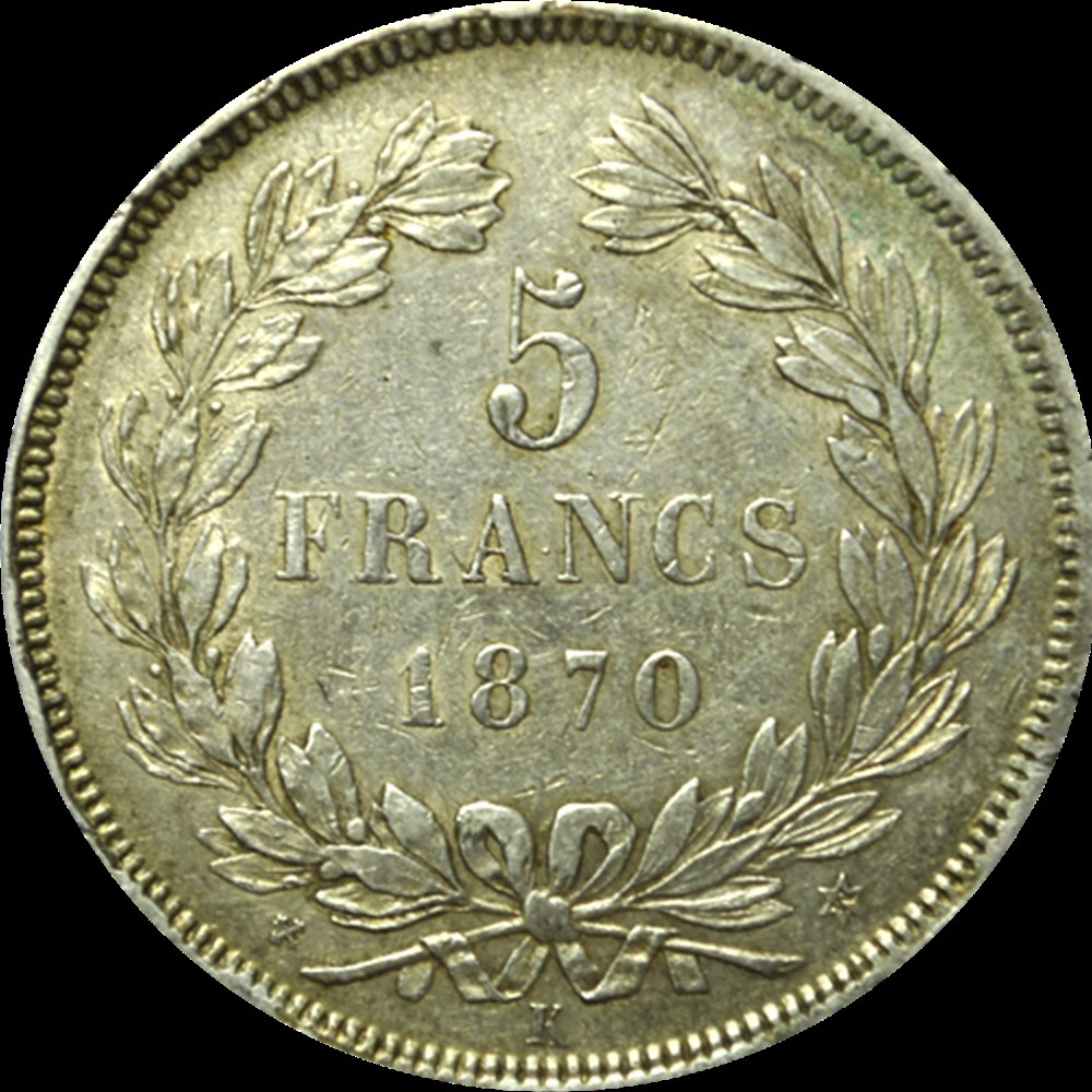 5 Francs Cérès 1870 K M monnaies 5 francs ceres 1870 k m