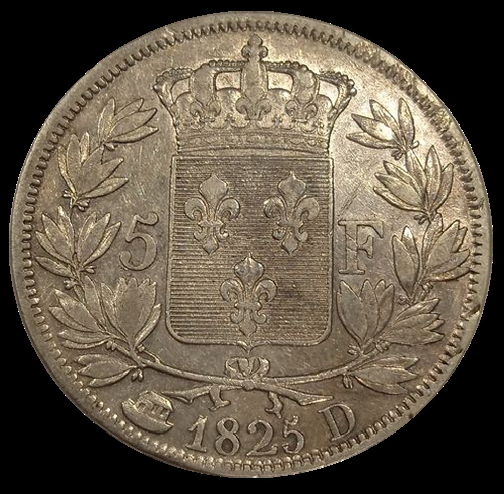 Charles X 5 francs 1825 D monnaies charles x 5 francs 1825 d